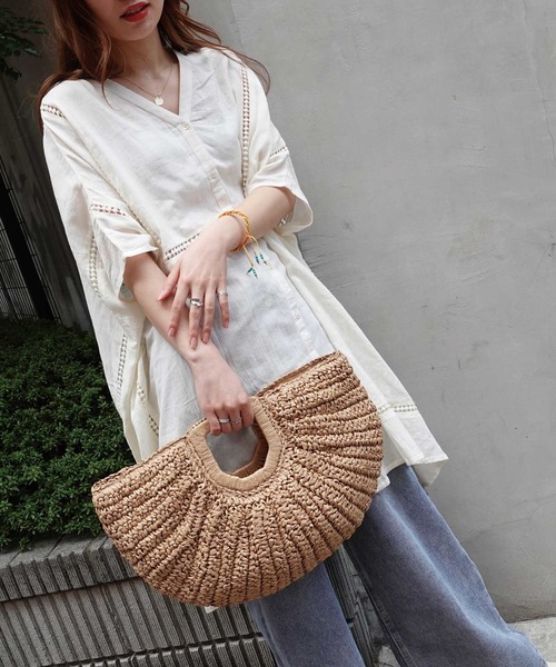 CORNERS（コーナーズ）の「ビッグシルエットデザインチュニック（シャツ/ブラウス・レディース・ホワイト/オレンジ/スミクロ/ライトブルー/カーキ/ベージュ・FREE）」の14枚目の写真