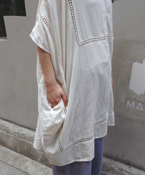 CORNERS（コーナーズ）の「ビッグシルエットデザインチュニック（シャツ/ブラウス・レディース・ホワイト/オレンジ/スミクロ/ライトブルー/カーキ/ベージュ・FREE）」の13枚目の写真