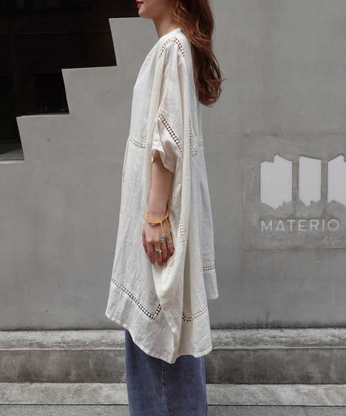 CORNERS（コーナーズ）の「ビッグシルエットデザインチュニック（シャツ/ブラウス・レディース・ホワイト/オレンジ/スミクロ/ライトブルー/カーキ/ベージュ・FREE）」の10枚目の写真