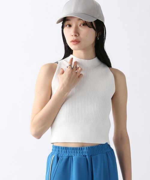 JEANASIS（ジーナシス）の「ボトルネッククロップドニットタンク/198082（タンクトップ・レディース・ホワイト/ブラック/イエロー・FREE）」の8枚目の写真