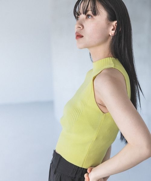 JEANASIS（ジーナシス）の「ボトルネッククロップドニットタンク/198082（タンクトップ・レディース・ホワイト/ブラック/イエロー・FREE）」の18枚目の写真