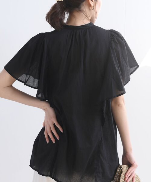 rps(アールピーエス)の「バンドカラーフレアー袖ブラウス(シャツ/ブラウス・レディース・ブラック/オフホワイト/カーキ/グレイッシュブルー・フリー)」の19枚目の写真