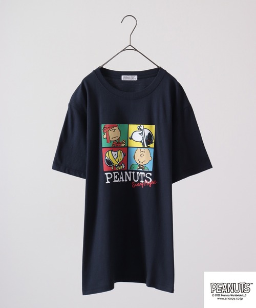 PEANUTS（ピーナッツ）の「PEANUTS スヌーピー プリントTシャツ（Tシャツ/カットソー・レディース・ネイビー/オフホワイト/ライトグリーン/杢グレー・M/L/LL）」の4枚目の写真
