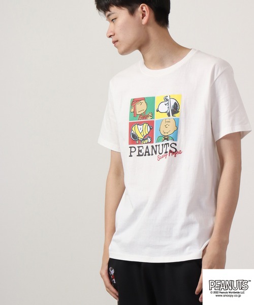 PEANUTS（ピーナッツ）の「PEANUTS スヌーピー プリントTシャツ（Tシャツ/カットソー・レディース・ネイビー/オフホワイト/ライトグリーン/杢グレー・M/L/LL）」の11枚目の写真