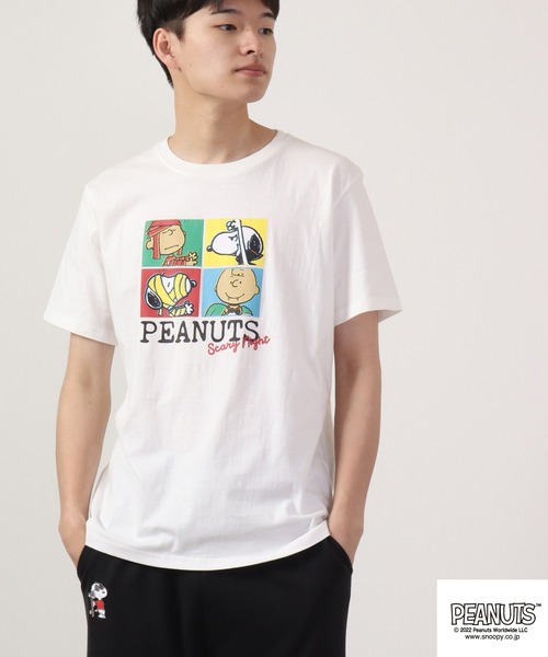 PEANUTS（ピーナッツ）の「PEANUTS スヌーピー プリントTシャツ（Tシャツ/カットソー・レディース・ネイビー/オフホワイト/ライトグリーン/杢グレー・M/L/LL）」の10枚目の写真