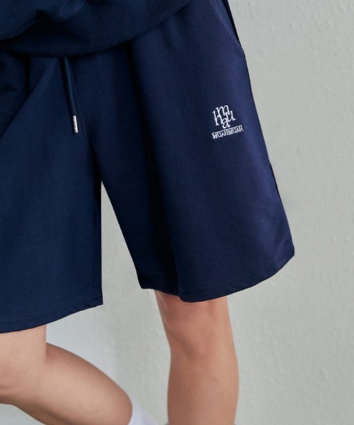 muahmuah(ムーアムーア)の「A'GEM/9 × .kom『muah muah/ムーアムーア』SIGNATURE LOGO HALF PANTS/ロゴハーフパンツ(スウェットパンツ・レディース・ネイビー/グレー・FREE)」の11枚目の写真