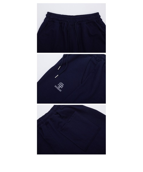 muahmuah(ムーアムーア)の「A'GEM/9 × .kom『muah muah/ムーアムーア』SIGNATURE LOGO HALF PANTS/ロゴハーフパンツ(スウェットパンツ・レディース・ネイビー/グレー・FREE)」の10枚目の写真
