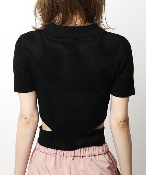 SPIRALGIRL（スパイラルガール）の「サイドオープンリブ半袖ニット