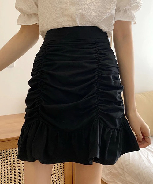 c.u.l（シーユーエル）の「シャーリングデザインミニスカート culw448（スカート・レディース・ブラック・L/M/XL）」の5枚目の写真