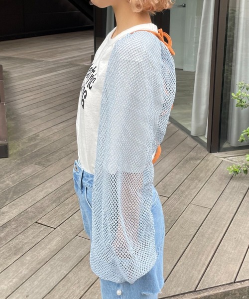 HELLO.SANFRANCISCO（ハローサンフランシスコ）の「【HELLO.SANFRANCISCO/ハローサンフランシスコ】メッシュ配色ボレロ（カーディガン/ボレロ・レディース・サックスブルー・FREE）」の10枚目の写真