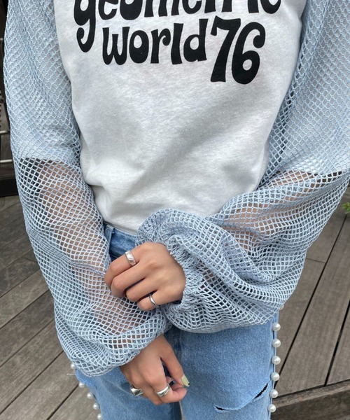 HELLO.SANFRANCISCO（ハローサンフランシスコ）の「【HELLO.SANFRANCISCO/ハローサンフランシスコ】メッシュ配色ボレロ（カーディガン/ボレロ・レディース・サックスブルー・FREE）」の13枚目の写真