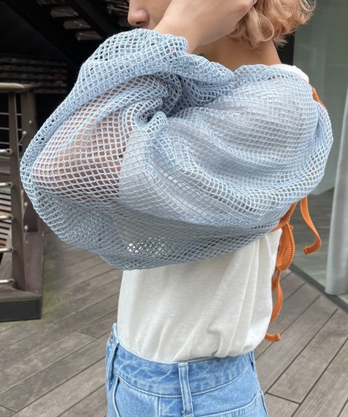 HELLO.SANFRANCISCO（ハローサンフランシスコ）の「【HELLO.SANFRANCISCO/ハローサンフランシスコ】メッシュ配色ボレロ（カーディガン/ボレロ・レディース・サックスブルー・FREE）」の15枚目の写真