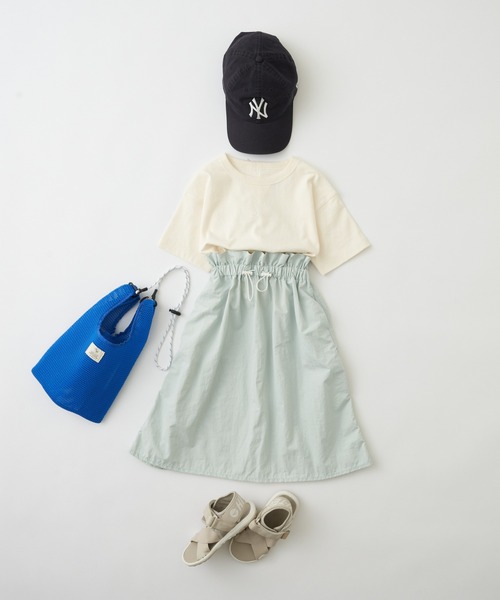 CIAOPANIC TYPY（チャオパニックティピー）の「【KIDS】ナイロンドロストウエストギャザーロングスカート（スカート・キッズ・サックスブルー/ブラック/ホワイト・L/S/XL/M/XXL）」の5枚目の写真