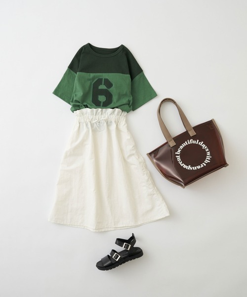 CIAOPANIC TYPY（チャオパニックティピー）の「【KIDS】ナイロンドロストウエストギャザーロングスカート（スカート・キッズ・サックスブルー/ブラック/ホワイト・L/S/XL/M/XXL）」の4枚目の写真