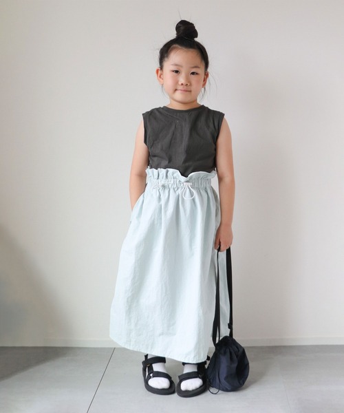 CIAOPANIC TYPY（チャオパニックティピー）の「【KIDS】ナイロンドロストウエストギャザーロングスカート（スカート・キッズ・サックスブルー/ブラック/ホワイト・L/S/XL/M/XXL）」の16枚目の写真