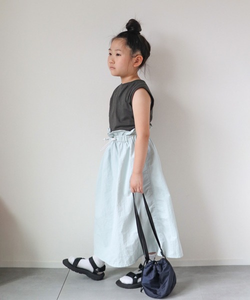 CIAOPANIC TYPY（チャオパニックティピー）の「【KIDS】ナイロンドロストウエストギャザーロングスカート（スカート・キッズ・サックスブルー/ブラック/ホワイト・L/S/XL/M/XXL）」の17枚目の写真