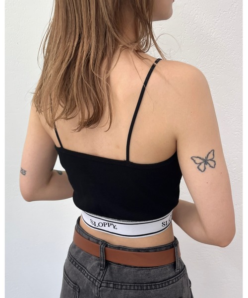 WHO'S WHO gallery（フーズフーギャラリー）の「【SLOPPY/スロッピー】ラインゴムリブキャミ（キャミソール・レディース・ホワイト/チャコールグレー/ライトグレー/ブラック・FREE）」の5枚目の写真