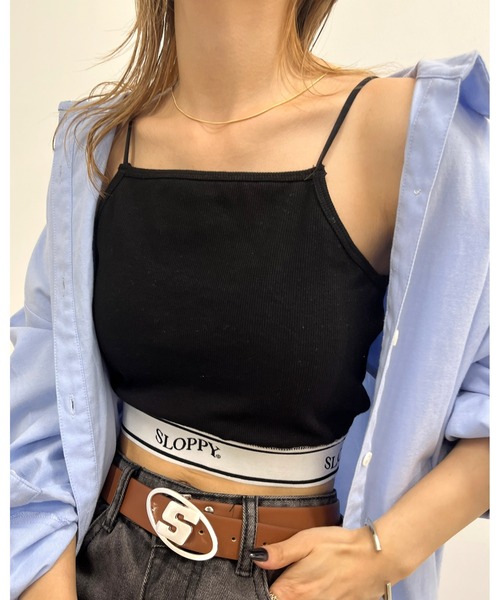 WHO'S WHO gallery（フーズフーギャラリー）の「【SLOPPY/スロッピー】ラインゴムリブキャミ（キャミソール・レディース・ホワイト/チャコールグレー/ライトグレー/ブラック・FREE）」の9枚目の写真