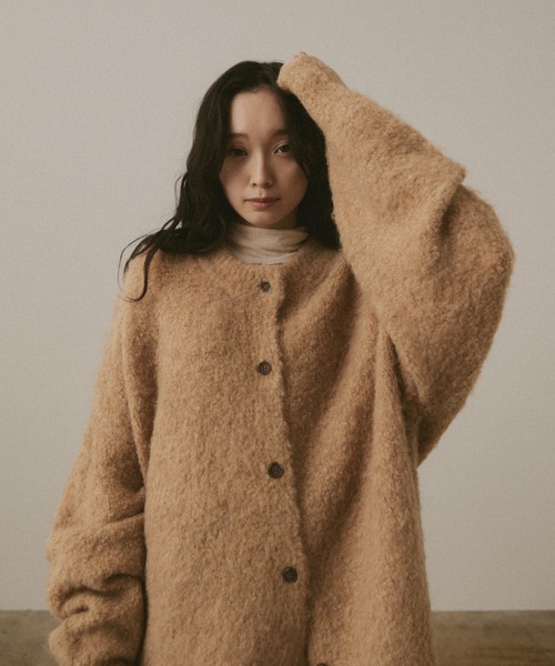 moi tytto（モイテュット）の「ブークレ起毛ニットカーディガン（カーディガン/ボレロ・レディース・オリーブ/ナチュラル/ベージュ/グレー・FREE）」の12枚目の写真