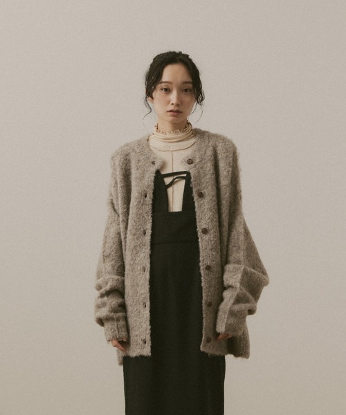 moi tytto（モイテュット）の「ブークレ起毛ニットカーディガン（カーディガン/ボレロ・レディース・オリーブ/ナチュラル/ベージュ/グレー・FREE）」の15枚目の写真