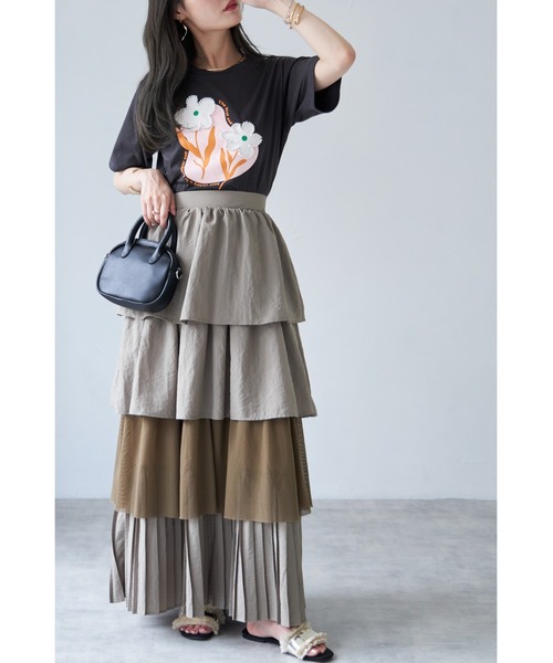 &. NOSTALGIA(アンドドットノスタルジア)の「【ZOZO限定】パール付きフラワープリントTシャツ(Tシャツ/カットソー・レディース・ブラック/オフホワイト・FREE)」の9枚目の写真