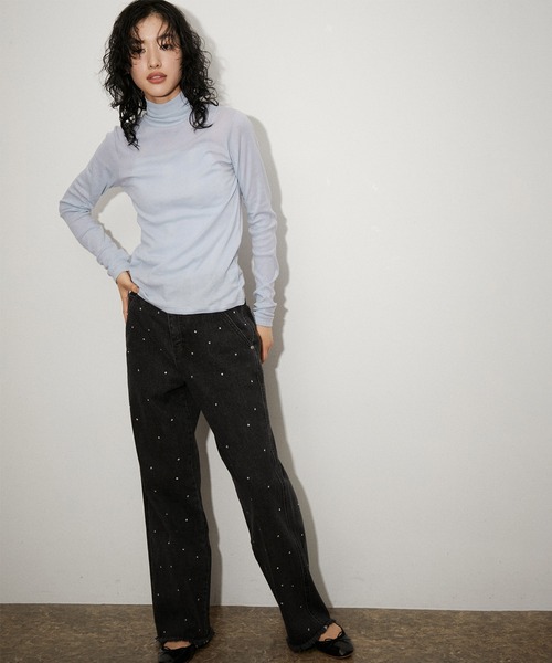 MILLER（ミラー）の「【MILLER for ADAM ET ROPE'】別注 TURTLE NECK TEE（Tシャツ/カットソー・レディース・オフホワイト/ラベンダー/ダークブラウン・FREE）」の9枚目の写真