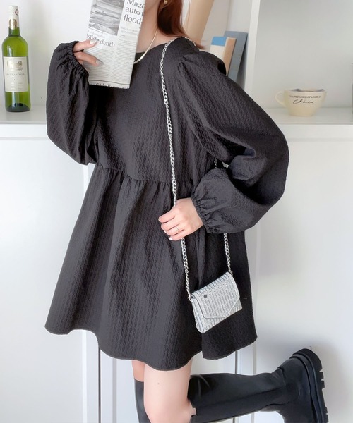 セール】【mily bilet】ほんのりガーリー。エンボスジャガード前後2WAY