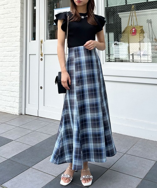 INGNI(イング)の「BackレースUPチェック柄マーメイド/スカート(スカート・レディース・ブラック系/ブルー系8・FREE)」の9枚目の写真