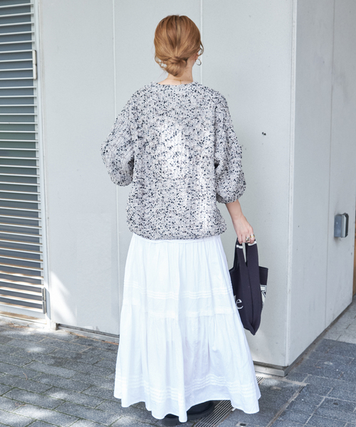 B.C STOCK(ベーセーストック)の「ピンタックギャザースカート(スカート・レディース・ホワイト/ブラック・FREE)」の16枚目の写真