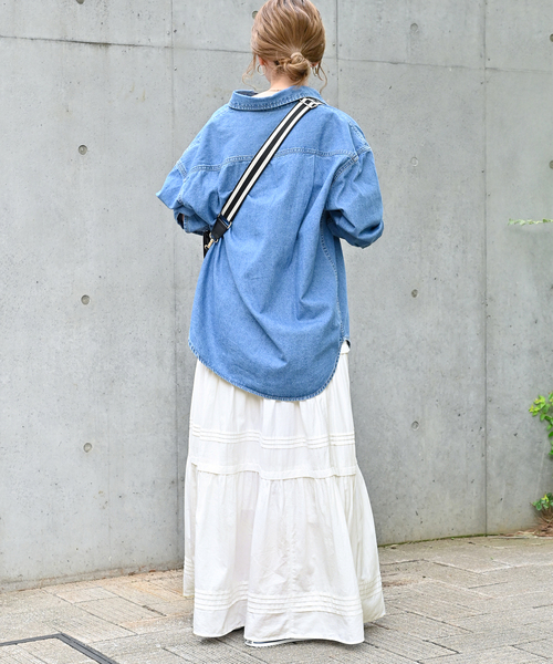 B.C STOCK(ベーセーストック)の「ピンタックギャザースカート(スカート・レディース・ホワイト/ブラック・FREE)」の6枚目の写真