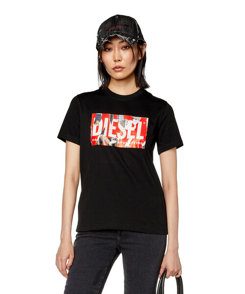 DIESEL（ディーゼル）の「レディース 半袖 Tシャツ ロゴ グラフィック