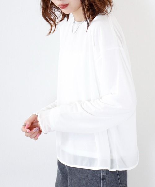 hunch（ハンチ）の「hunch シアー×２０TR天竺　レイヤードシアープルオーバー（Tシャツ/カットソー・レディース・ブラック/オフホワイト・FREE）」の6枚目の写真