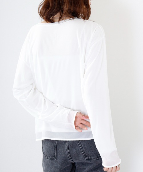 hunch（ハンチ）の「hunch シアー×２０TR天竺　レイヤードシアープルオーバー（Tシャツ/カットソー・レディース・ブラック/オフホワイト・FREE）」の7枚目の写真