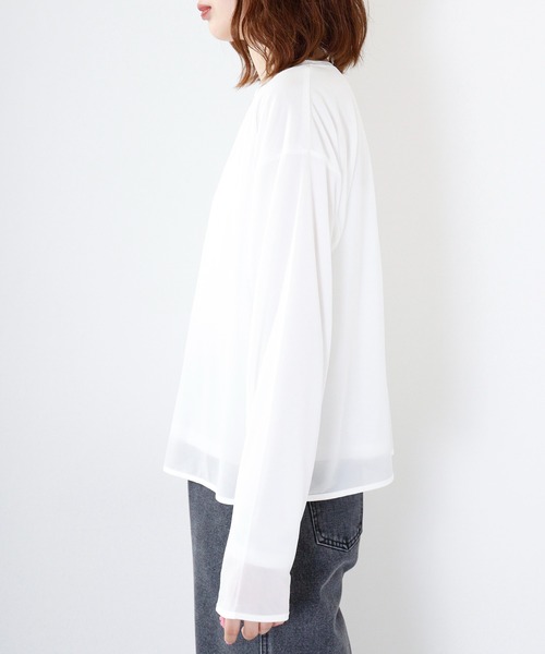 hunch（ハンチ）の「hunch シアー×２０TR天竺　レイヤードシアープルオーバー（Tシャツ/カットソー・レディース・ブラック/オフホワイト・FREE）」の11枚目の写真