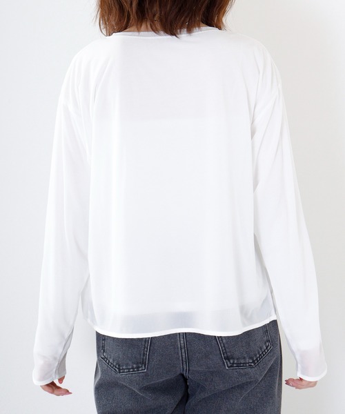 hunch（ハンチ）の「hunch シアー×２０TR天竺　レイヤードシアープルオーバー（Tシャツ/カットソー・レディース・ブラック/オフホワイト・FREE）」の12枚目の写真