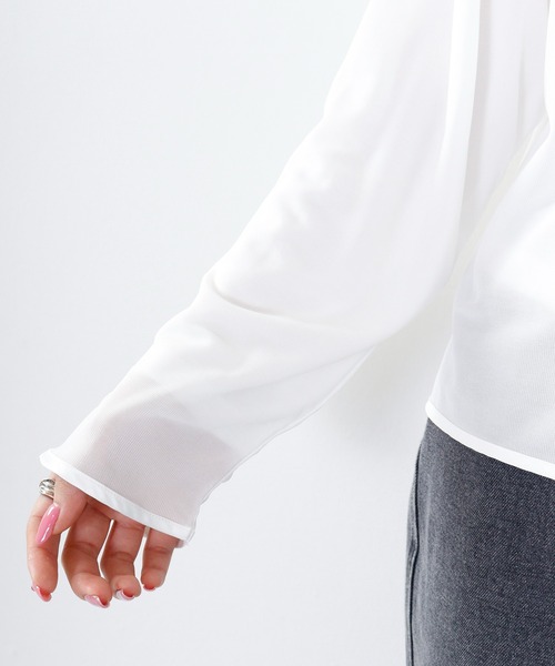 hunch（ハンチ）の「hunch シアー×２０TR天竺　レイヤードシアープルオーバー（Tシャツ/カットソー・レディース・ブラック/オフホワイト・FREE）」の13枚目の写真