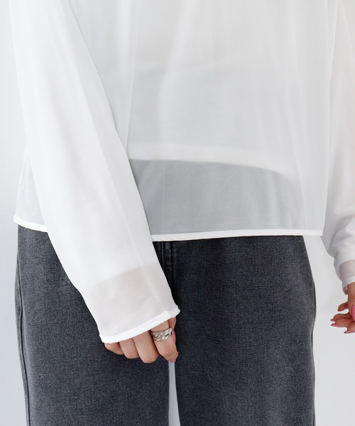 hunch（ハンチ）の「hunch シアー×２０TR天竺　レイヤードシアープルオーバー（Tシャツ/カットソー・レディース・ブラック/オフホワイト・FREE）」の14枚目の写真