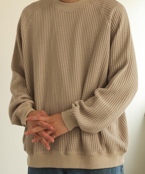 SENSE OF PLACE by URBAN RESEARCH(センスオブプレイスバイアーバンリサーチ)の「カラーワッフルルーズスウェットシャツ(スウェット・メンズ・チャコールグレー/ライトベージュ/ブラウン・MEDIUM/LARGE)」の13枚目の写真