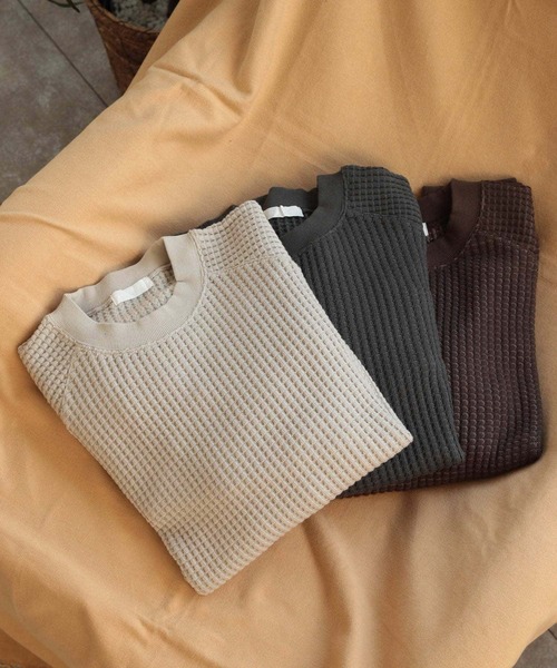 SENSE OF PLACE by URBAN RESEARCH(センスオブプレイスバイアーバンリサーチ)の「カラーワッフルルーズスウェットシャツ(スウェット・メンズ・チャコールグレー/ライトベージュ/ブラウン・MEDIUM/LARGE)」の21枚目の写真