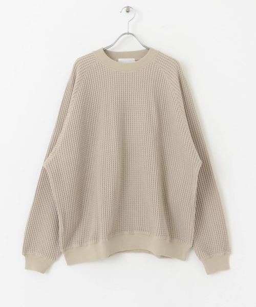 SENSE OF PLACE by URBAN RESEARCH(センスオブプレイスバイアーバンリサーチ)の「カラーワッフルルーズスウェットシャツ(スウェット・メンズ・チャコールグレー/ライトベージュ/ブラウン・MEDIUM/LARGE)」の6枚目の写真