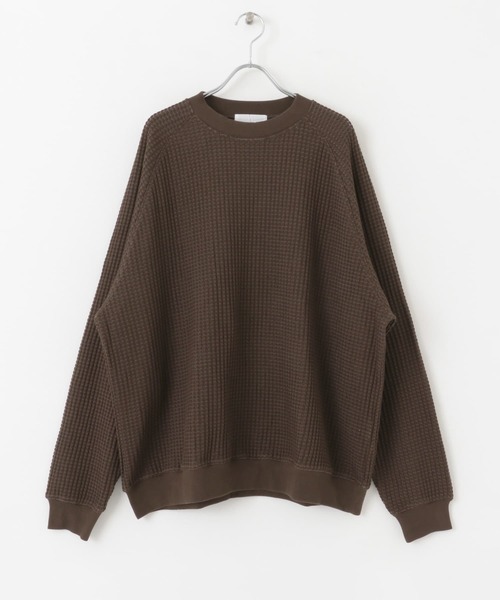 SENSE OF PLACE by URBAN RESEARCH(センスオブプレイスバイアーバンリサーチ)の「カラーワッフルルーズスウェットシャツ(スウェット・メンズ・チャコールグレー/ライトベージュ/ブラウン・MEDIUM/LARGE)」の7枚目の写真
