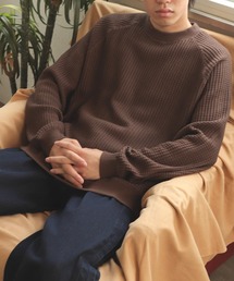 カラーワッフルルーズスウェットシャツ