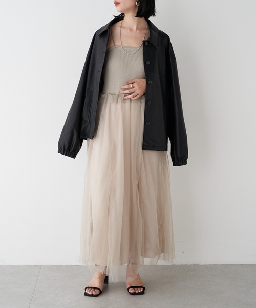 SHENERY（シーナリー）の「フェイクレザーコーチジャケット（その他アウター・レディース・ブラック/アイボリー・FREE）」の16枚目の写真