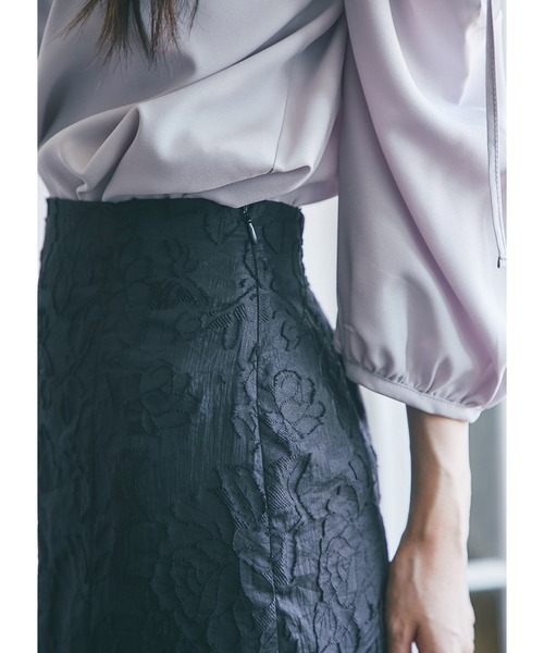 tocco closet(トッコ クローゼット)の「フラワーオーガンジージャカードマーメイドスカート(スカート・レディース・ブラック・M)」の6枚目の写真