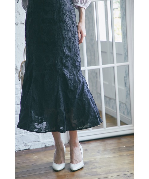tocco closet(トッコ クローゼット)の「フラワーオーガンジージャカードマーメイドスカート(スカート・レディース・ブラック・M)」の7枚目の写真