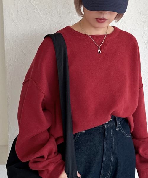 apres jour mignon(アプレジュールミニョン)の「スウェットライクニット【ZOZOTOWN限定アイテム】(ニット/セーター・レディース・レッド/ブルー/グレー/ブラック/グリーン/アイボリー/スミクロ・フリー/X-LARGE)」の7枚目の写真
