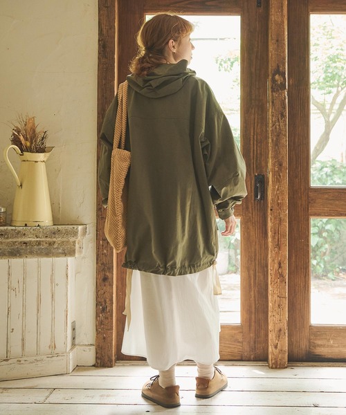 Crisp(クリスプ)の「コットンオーバーアノラックフーディー(マウンテンパーカー・レディース・カーキ/オリーブ・FREE)」の7枚目の写真