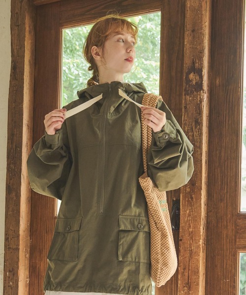 Crisp(クリスプ)の「コットンオーバーアノラックフーディー(マウンテンパーカー・レディース・カーキ/オリーブ・FREE)」の8枚目の写真