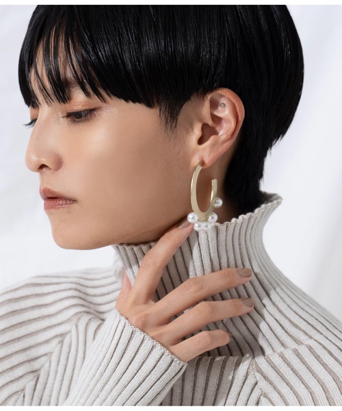 Settimissimo(セッティミッシモ)の「ITALYパール付ゴールド/シルバーサークルピアス(ピアス(両耳用)・レディース・ゴールド/シルバー・FREE)」の10枚目の写真