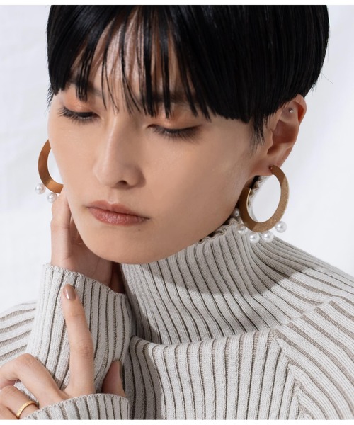 Settimissimo(セッティミッシモ)の「ITALYパール付ゴールド/シルバーサークルピアス(ピアス(両耳用)・レディース・ゴールド/シルバー・FREE)」の3枚目の写真